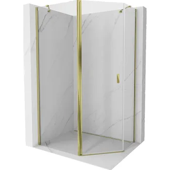 Mexen Mist asymetrická pětiboká sprchová kabina s křídlovými dveřmi 100 x 80 cm, čirá, zlatá - 8A8-100-080-50-00 Sprchové kouty