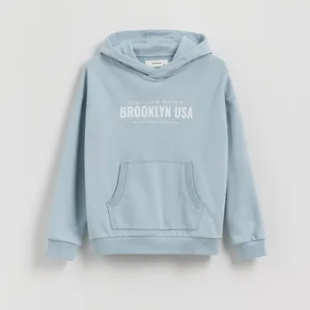 Chlapecká mikina Reserved - Bavlněná oversize mikina - bleděmodrá - 899FJ-05X - 899FJ-05X-158