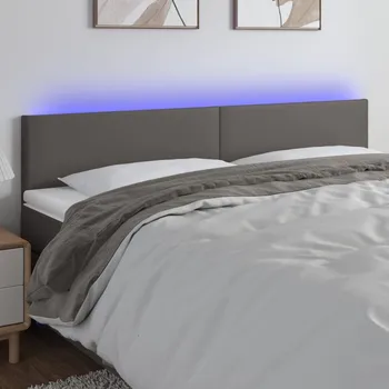 Čelo postele s LED šedé 180x5x78/88 cm umělá kůže IM_3121438