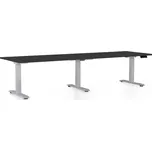 Výškově nastavitelný stůl OfficeTech Long, 260 x 80 cm, šedá podnož, černá