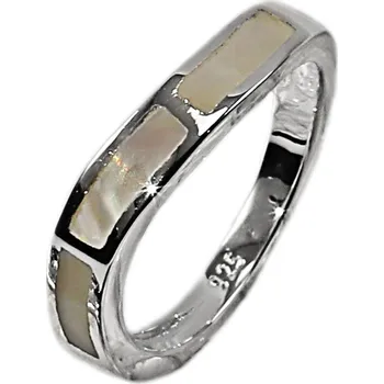 Prsten stříbrný prsten opál béžový vlnka 55 mm