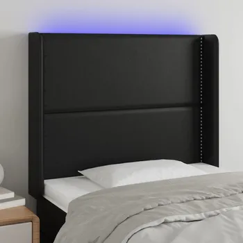 Čelo postele s LED černé 103 x 16 x 118/128 cm umělá kůže IM_3123992