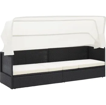 Zahradní pohovka Zahradní pohovka s baldachýnem černá polyratan IM_49393