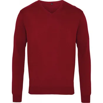 Pánský svetr Premier Workwear Pánský pletený svetr s výstřihem do véčka Barva: Červená vínová, Velikost: S PW694
