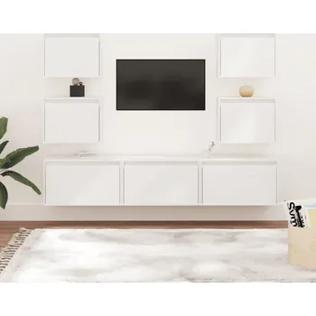 Obývací stěna vidaXL TV skříňky 7 ks masivní borové dřevo [3100224] Barva: Bílá