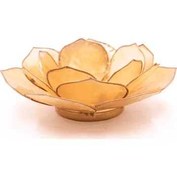 Svícen Milujeme Kameny Svícen – lotosový květ – béžový perleťový se zlatým okrajem - VADA VAD583 533965