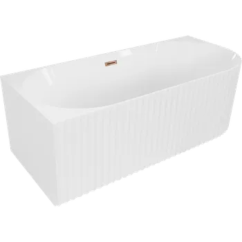 Vana Mexen Gia volně stojící rohová vana rýhovaná levá 150 x 75 cm, bílá lesk, přepad růžové zlato - 52701507500L-60 Volně stojící vany