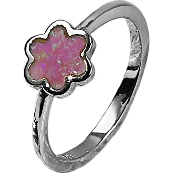 Prsten Stříbrný prsten opál růžový - kytička 925/1000