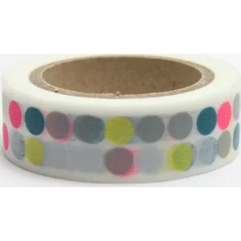 Lepicí páska Dekorační lepicí páska - WASHI pásky-1ks puntíky neonové