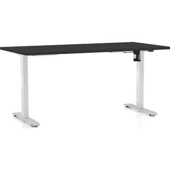 Psací stůl Výškově nastavitelný stůl OfficeTech A, 160 x 80 cm, bílá podnož, černá