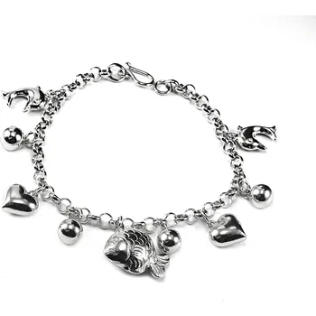 Šperk Stříbrný náramek Rollo s přívěšky délka 17 - 21,5 cm