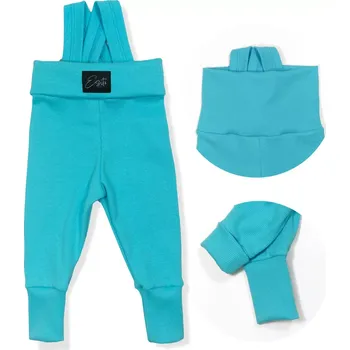 ESITO | Rostoucí žebrované kalhoty s laclem Color Turquoise - tyrkysová / 86 - 92