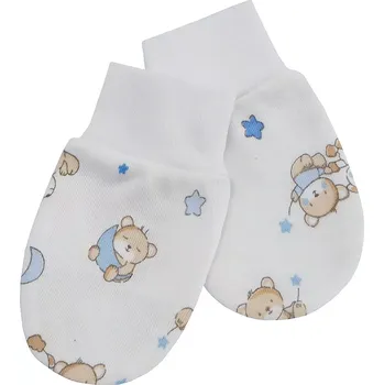 Rukavice ESITO | Rukavice bavlna potisk - medvídek bílá/modrá / 68