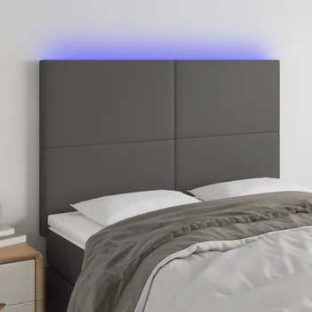 Čelo postele s LED šedé 144x5x118/128 cm umělá kůže IM_3122238
