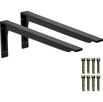 Onpira Černý držák police s podpěrou 14-59 cm [2ks] Rozměry: 390x145 mm