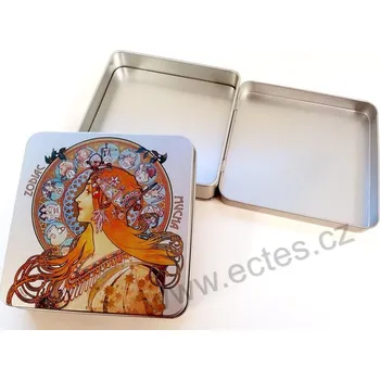 Dóza na potraviny Zodiac PL406 A. Mucha plechová dóza stříbrná s pantem