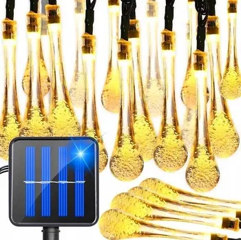 Vánoční dekorace Solární girlanda, zahradní světla, žárovky, závěsné, dlouhé 4,5 m