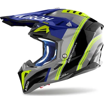Helma na motorku Motokrosová helma Airoh Aviator 3 Hima modrá lesklá