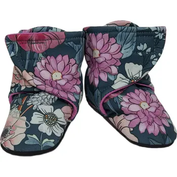 Kojenecké oblečení ESITO | Capáčky barefoot Softshell Garden bloom - šedá / 3 - délka stélky: 13 cm