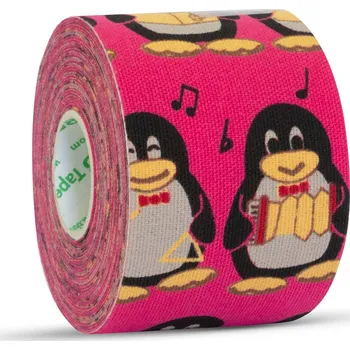 BB Tape Kinesiology Tape 5 cm x 5 m, růžová/tučňáci