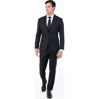 Pánský oblek Černý strečový oblek V pohodlném střihu 189994