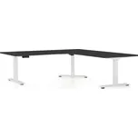 Výškově nastavitelný stůl OfficeTech Angle, 180 x 200 cm, bílá podnož, černá