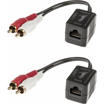 Audio kabel Lindy AV systém přenosu signálu RCA (Cinch) x2 - RJ-45 0,1m černý (70460)