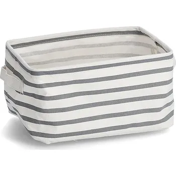 Úložný box ZELLER Úložný box plátěný šedé pruhy 28 × 21 × 16 cm, šedé pruhy