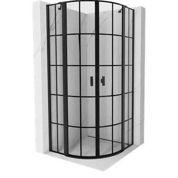 Mexen Mist sprchový kout půlkruhový otevíratelný 100 x 100 cm, černá mřížka, černý - 8A32-100-100-70-77 Sprchové kouty