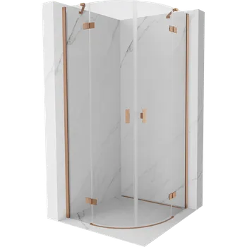 Mexen Mist čtvrtkruhový sprchový kout s otočnými dveřmi 80 x 80 cm, transparentní, kartáčovaná měď - 8A33-080-080-65-00 Sprchové kouty