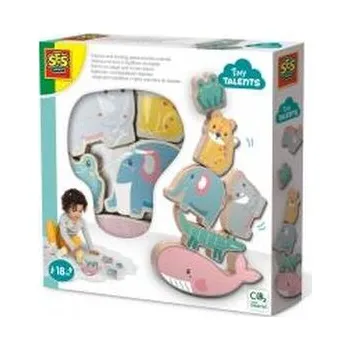 Dřevěná hračka Gra równowagi i układania drewnianych zwierząt