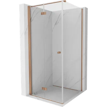 Mexen Mist-F skládací sprchová kabina levá 110 x 110 cm, transparentní, kartáčovaná měď - 8A6T-110-110-65-00-L Sprchové kouty
