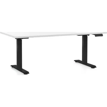 Psací stůl Výškově nastavitelný stůl OfficeTech C, 160 x 80 cm, černá podnož, bílá