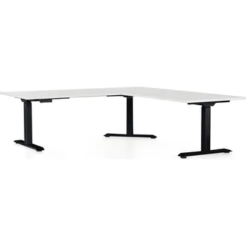 Psací stůl Výškově nastavitelný stůl OfficeTech Angle, 180 x 200 cm, černá podnož, bílá