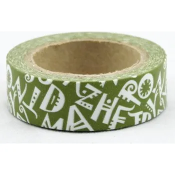 Lepicí páska Dekorační lepicí páska - WASHI tape-1ks bílá písmena v zelené
