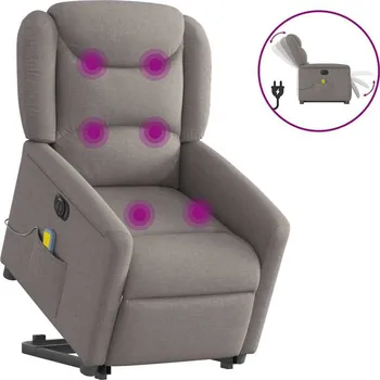 Masážní křeslo vidaXL Elektrické zvedací masážní polohovací křeslo textil [3303229] Barva: taupe