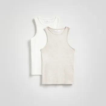 Reserved - Žebrovaný top 2 ks - béžová - 864CR-08X - 864CR-08X-XXL