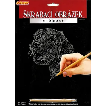 Vyškrabovací obrázek stříbrný 20x25 cm - Pes