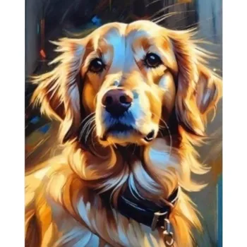 Diamantové malování Diamantové malování 30x40cm zlatý retrývr