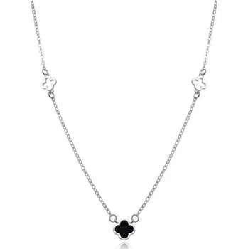 Náhrdelník Dámský stříbrný náhrdelník se čtyřlístky 42-45 cm STNAH0263F