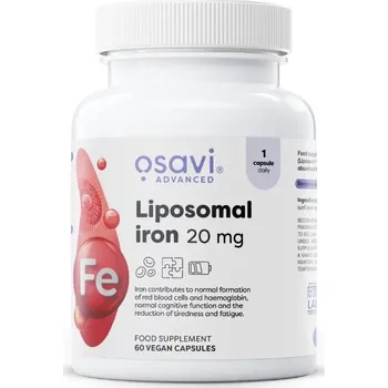 Osavi Liposomal Iron, Lipozomální železo, 20 mg, 60 rostlinných kapslí