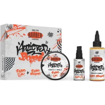 Péče o vousy SET: Marmara Barber Addicted Bundle 3in1 - Beard Shampoo, Beard Wax, Beard Oil - set péče o bradu s vůní tabáku a vanilky