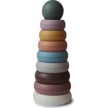 Hračka pro nejmenší MUSHIE Skládací kroužky rustic