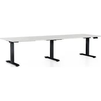 Psací stůl Výškově nastavitelný stůl OfficeTech Long, 260 x 80 cm, černá podnož, bílá