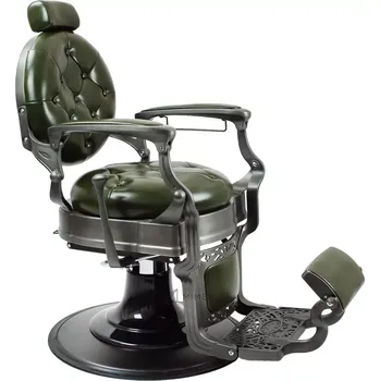 Kadeřnické křeslo Retro barber křeslo MONET - lesklá zelená