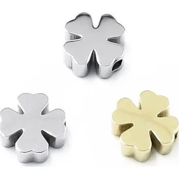 Materiál na výrobu šperku Leštěný korálek čtyřlístek 8mm - 1Ks - Nerez RL