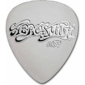 Stříbrná mince 10 g Aerosmith Guitar Pick 50th Anniversary 2023 Proof Aerosmith Kytarové trsátko k 50. výročí