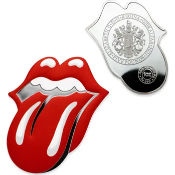 Gibraltar National Mint Stříbrná mince 1 oz Rolling Stones Logo 2021 Kolorovaná