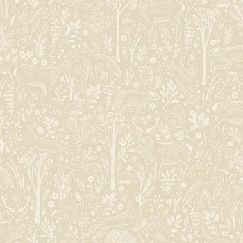 Tapeta Vliesová tapeta na zeď, béžová, zvířátka v lese, LD3419, Little Dreamers, Grandeco