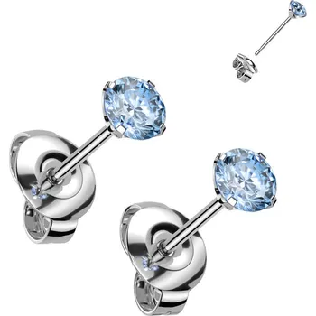 Náušnice Steel Edge Titanové náušnice pecky se zirkony SET23ER01-AQ Průměr mm: 4mm